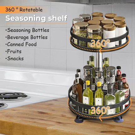 Rotation Spice Rack Organizer Metal Tray