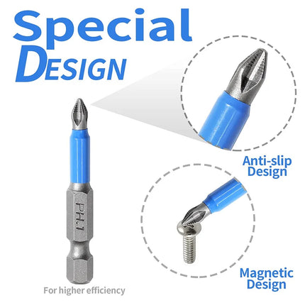 Magnetic Screwdriver Bit Set Anti Slip Non Cross Phillip Electric Drill Screw Driver Head Kit Impact Batch Power Hand Tool PH PZ