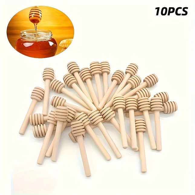 Honey Stir Bar Mixing Handle Jar Spoon Natural Wooden 10/30/50Pcs Honey Dipper Wooden Stick Honey Spoons Kitchen tools