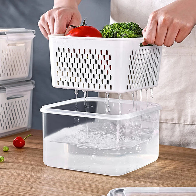 Airtight Fruit Storage Container with Removable Colander