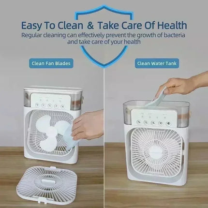 2025 Portable 3 in 1 Fan AIr Conditioner Household Small Air Cooler LED Night Lights Humidifier Air Adjustment Home Fans