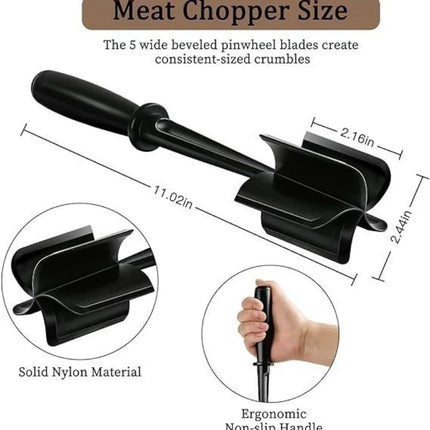 Meat Chopper Heat Resistant Ground Beef Masher Non-Stick Meat Shredder Potato Tomato Turkey Hamburger Mix Smasher Kitchen Gadget