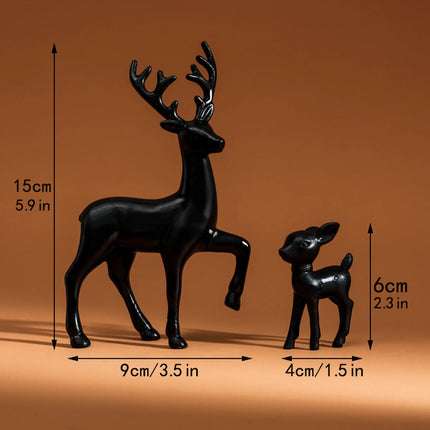 2 Pcs Cute Mother Deer Fawn Sculptures