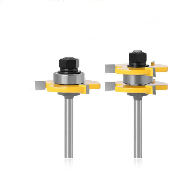 2PCS Woodworking Milling Cutter 3 Teeth T Shaped Tenon Square Tooth Floor Splicing Knife Carving Knives