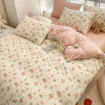 Summer Bedding Set 2024 Ins Twin Queen Duvet Cover Flat Sheet Pillowcase No Filler Girl Boys Hotel Home Bed Linens