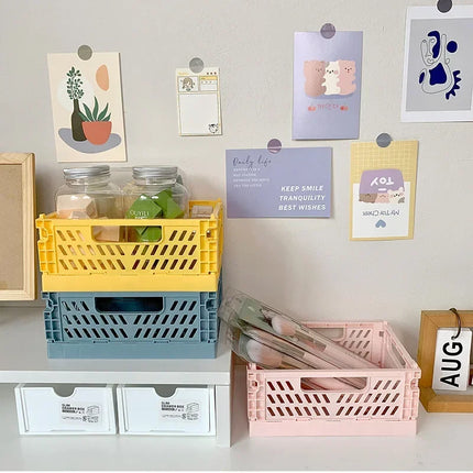 Plastic Foldable Storage Crate Stackable Organizer Box