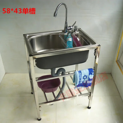 The kitchen is thick and simple, stainless steel sink, single sink, double sink, large single sink with bracket, water basin, ve