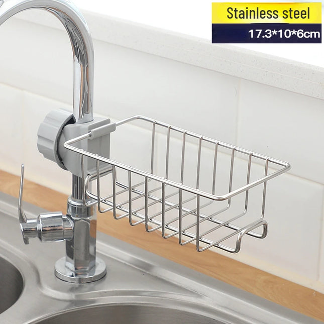 Kitchen Stainless Steel Sink Drain Rack Sponge Storage Faucet Holder Soap Drainer Shelf Organizer Towel Rack Kitchen Accessories