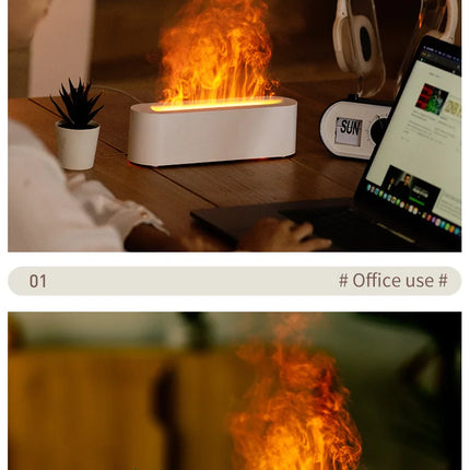 Essential Oil Aroma Diffuser Flame Air Humidifier Ultrasonic Cool Mist Difusor with RGB Realistic Fire Night Light