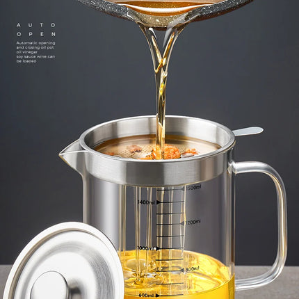 GIANXI Glass Oil Filter Kitchen Seasoning Tank Oil Tank Impurity Separator Fine Mesh Oil Filter Container Cooking Tool
