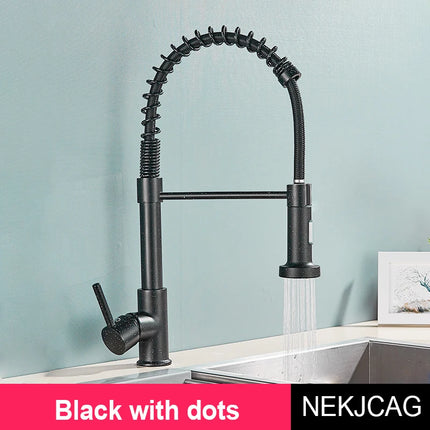 Nekjcag Matte Black Kitchen Sink Faucet 360 Degree Rotation Spring Hot and Cold Water MixerTap Deck Mounted Kitchen Crane