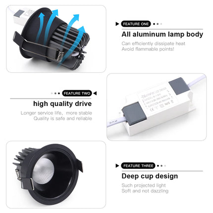 AC85-265V COB Bulb spot led plafond encastrable LED Downlight Aluminum Ceiling Lamp Corridor Kitchen Home Decoration