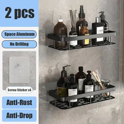No Drill Wall-Mounted Bathroom Shelf Corner Rack