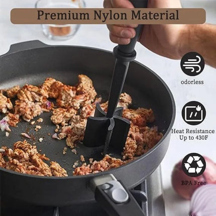 Meat Chopper Heat Resistant Ground Beef Masher Non-Stick Meat Shredder Potato Tomato Turkey Hamburger Mix Smasher Kitchen Gadget
