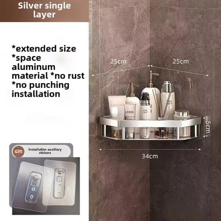 No-Drill Aluminum Shower Shelf