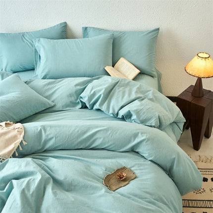 2025 New All-cotton Quilt Cover Class A Yarn-dyed Washed Cotton Single Bed Cover Solid Light Blue Breathable Bedding 220x240