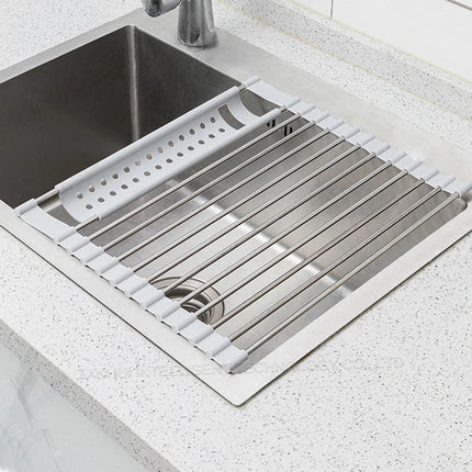 Roll Up Dish Drying Rack over sink,304 Stainless Steel Dish Drainer Shelf Organizer Tableware Plate Storage,Kitchen accessories