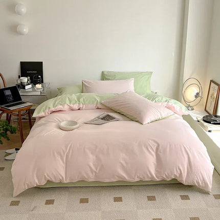 Simple Fresh Queen Bedding Set 100% Cotton Soft Comfortable Duvet Cover Set with Sheets Quilt Cover and Pillow Covers Bed Sets