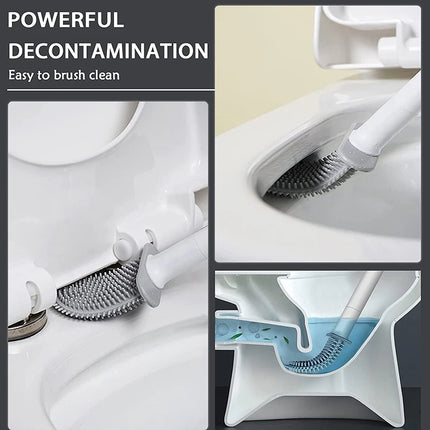 Black Silicone Toilet Brush with Long Handle