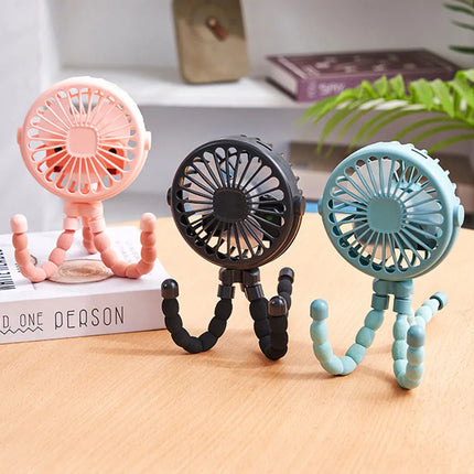 Portable Oscillating Pram Fan Mini Handheld Personal Car Seat Baby Fan with Flexible Tripod Clip-on USB Battery Operated