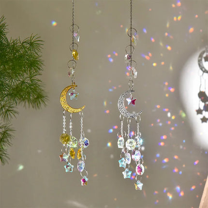 Crystal Moon Pentagram Suncatcher