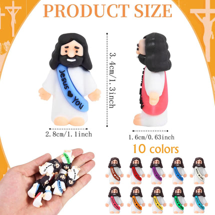 50-200Pcs Mini Jesus Figures Jesus Loves You Christ Toys Multicolor Tiny Jesus Figures Religious Party Favors Easter Egg Stuffer