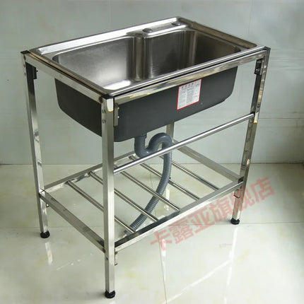 The kitchen is thick and simple, stainless steel sink, single sink, double sink, large single sink with bracket, water basin, ve