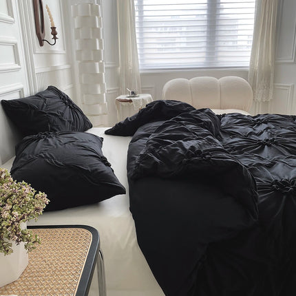 3pcs Bedding Cover, Big Pinch Pleat Duvet Cover, Soft Microfiber Bedding Set with Zipper Closure & Corner Ties
