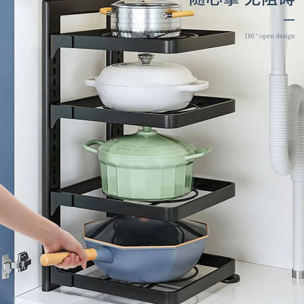 The Kitchen Is Equipped with Stainless Steel Shelves, Storage Racks, Sinks, and Multi-layered Household CabinetsKitchenOrganizer