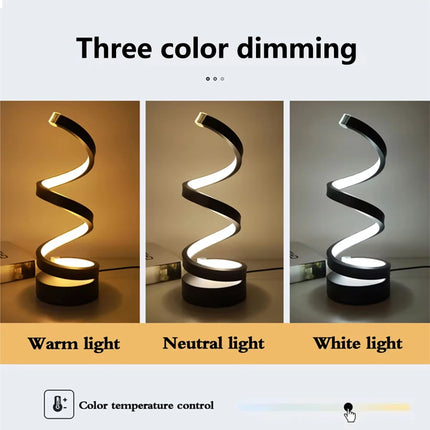 Modern Spiral LED Table Lamp Dimmable
