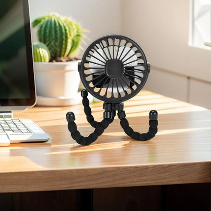 Portable Oscillating Pram Fan Mini Handheld Personal Car Seat Baby Fan with Flexible Tripod Clip-on USB Battery Operated