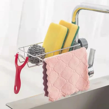 Kitchen Stainless Steel Sink Drain Rack Sponge Storage Faucet Holder Soap Drainer Shelf Organizer Towel Rack Kitchen Accessories