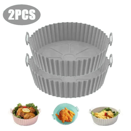 Air fryer Silicone Basket Reusable Container Accessories Oven Tray Pizza Fried Chicken Baking Mold Protector Kitchen Tool 2024