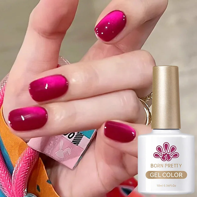 BORN PRETTY 10ml Rainbow Purple Water Light Cat Magnetic Gel Nail Polish Shining Sliver-light Holographics Semi Permanent UV Gel