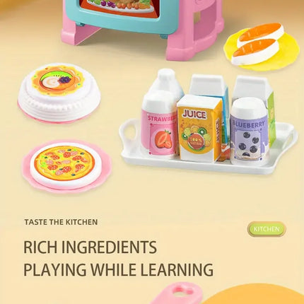 Mini Kitchen Counter Play Set DIY Simulated Cooking Food Tableware Play House Role Play Pretend Game Toy Gift Kid Boy Children
