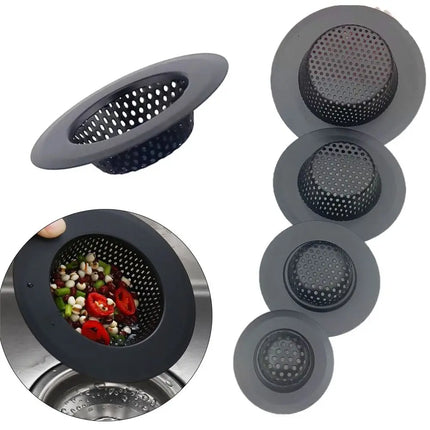 Anti Clog Sink Strainer Black With Handle Drain Filter Hair Clean Up Stainless Steel Waste Catcher Kitchen Bathroom Accessories
