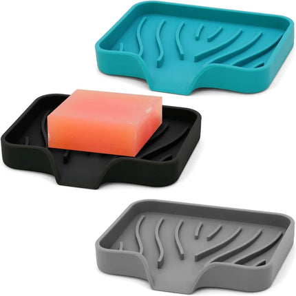 1-Pack Silicone Drain Soap Box Kitchen Bathroom Anti-slip Sink Tray Creative Washing Table Soap Tray Free Punch Drain Rack