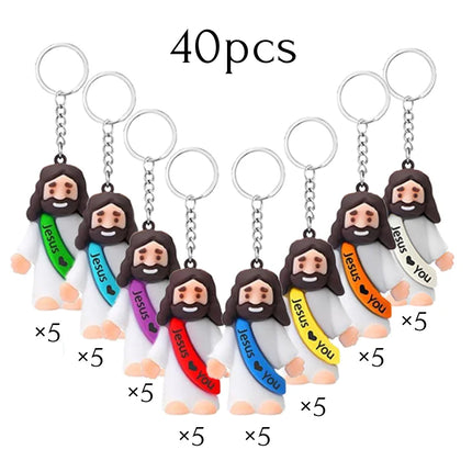 24-120 PCS Little Jesus Keychain Jesus Loves You Figures Mini Jesus Figures in Bulk For Church Baptism Gift Easter Egg Stuffers