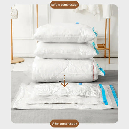6PCS Vacuum Storage Bags Vacuum Seal Bag with Pump Space Saving Bags for Comforters Clothes Pillow Bedding Blanket Storage Bag