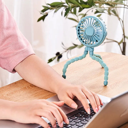 Portable Oscillating Pram Fan Mini Handheld Personal Car Seat Baby Fan with Flexible Tripod Clip-on USB Battery Operated