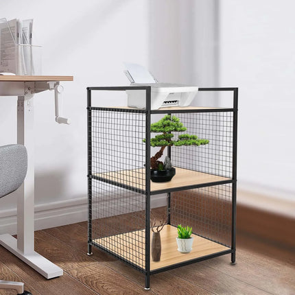 3-Tier Printer Stand Solid Wood & Iron, 44lbs Capacity, Space-Saving Design, Ideal for Office & Home Storage, Durable & Stylish