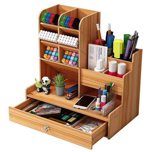 Wooden Desk Organizer DIY Pen Holder