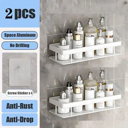 No Drill Wall-Mounted Bathroom Shelf Corner Rack