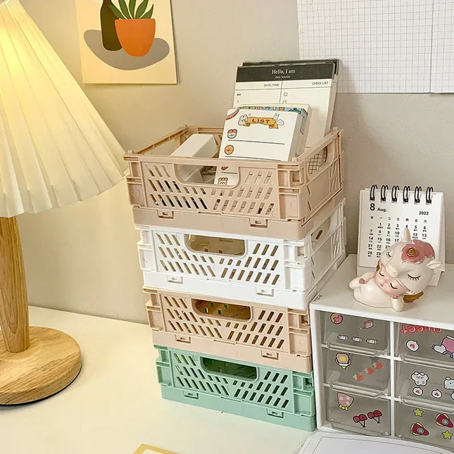 Plastic Foldable Storage Crate Stackable Organizer Box