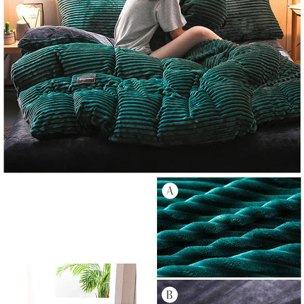 3pcs duvet cover Winter Warm Bedding sets Double Quilt Cover king Twin queen size bed thick Flano Coral Fleece with pillowscase