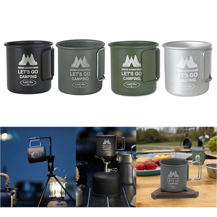 300ML Camping Water Cup Aluminium Alloy Hiking Mug Foldable Handle Travel Coffee Cup Ultra-Light Outdoor Kitchen Equipment