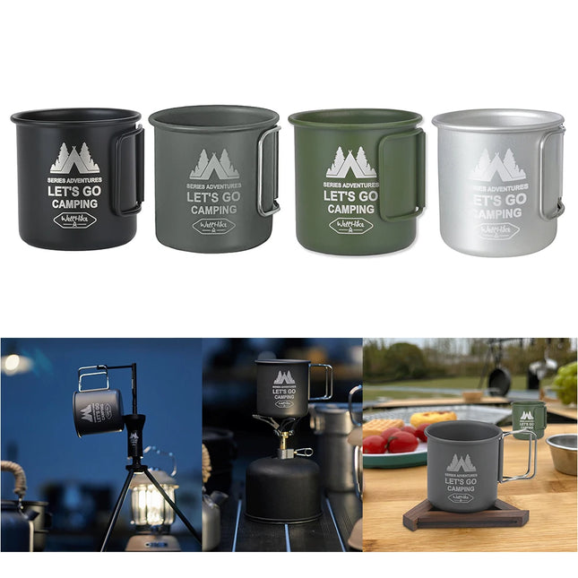 300ML Camping Water Cup Aluminium Alloy Hiking Mug Foldable Handle Travel Coffee Cup Ultra-Light Outdoor Kitchen Equipment