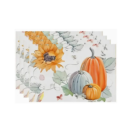 4/6pcs Placemats Thanksgiving Pumpkin Harvest Kitchen Dining Table Decor Accessories Heat Resistant Linen Tableware Mats Coaster
