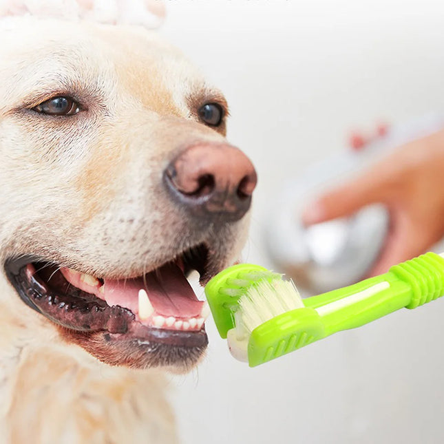 Three sided pet toothbrush, dog plastic toothbrush to remove bad breath, Tatar cleaning for oral hygiene, pet dental care, cat c