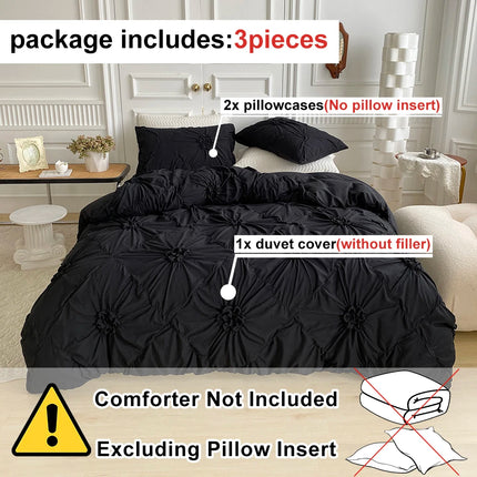 3pcs Bedding Cover, Big Pinch Pleat Duvet Cover, Soft Microfiber Bedding Set with Zipper Closure & Corner Ties